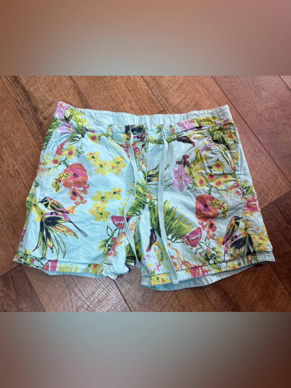 Tailor Vintage Reversible Tropical Shorts Mens L Blue Floral Resort Vacation